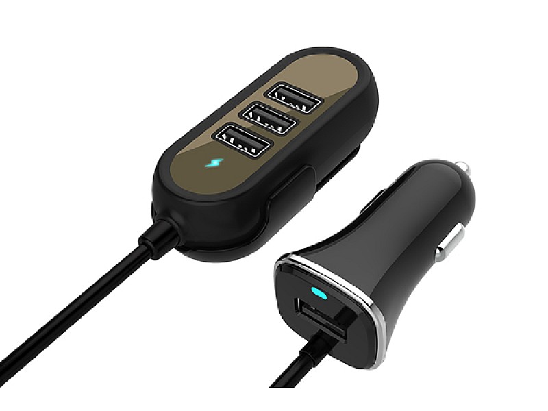 Зарядно за кола с 4 USB MEGADRIVE 5.8A (2.4A отпред и 3.4A отзад ) с кабел 1.4м - 6
