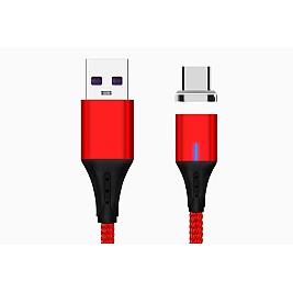Магнитен кабел за бързо зареждане 2в1 Type C / Micro USB MEGADRIVE 1.5M 5A RED