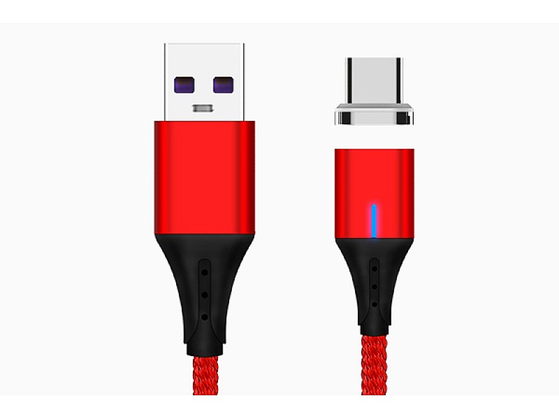 Магнитен кабел за бързо зареждане 2в1 Type C / Micro USB MEGADRIVE 1.5M 5A RED - 8