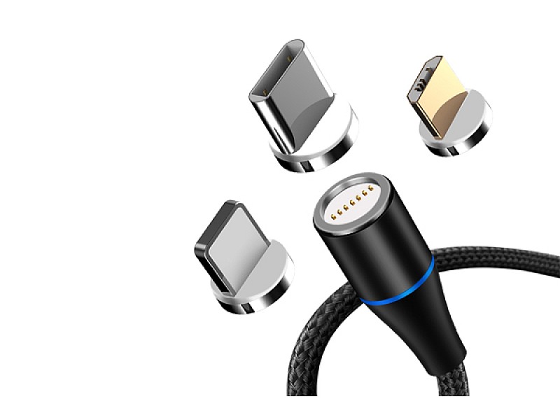Магнитен кабел за бързо зареждане 3в1 Type C / Micro USB / LIGHTNING MEGADRIVE 1.5M 3A BLACK - 7