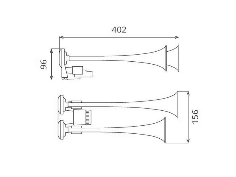 ТРОМБА ДВОЙНА ВЪЗДУШНА С ХРОМИРАНО ПОКРИТИЕ, 30/34 CM, 125DB, 24V - 3