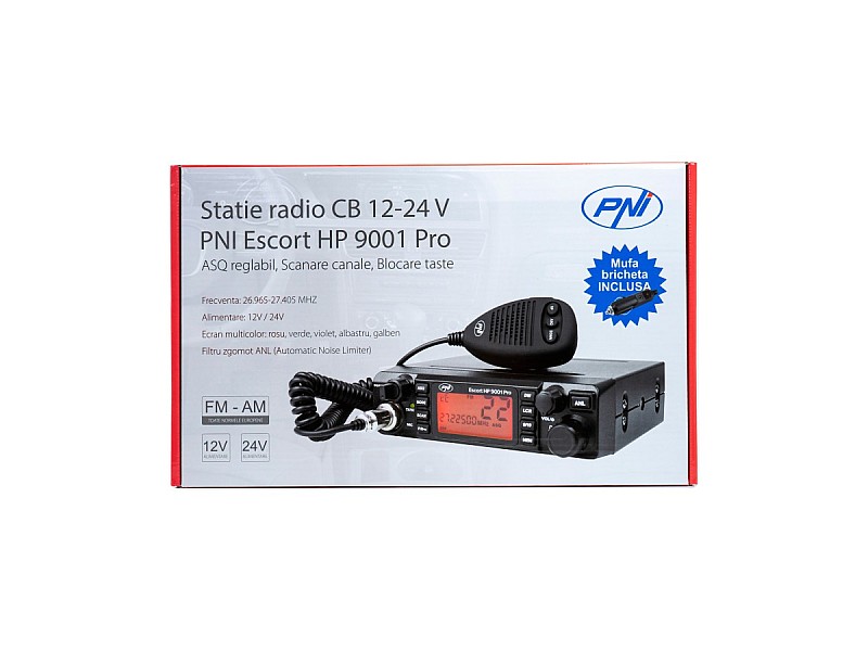 Радиостанция CB PNI Escort HP 9001 PRO ASQ, AM-FM, 12V/24V, 4W, Scan, Dual Watch, ANL - 9
