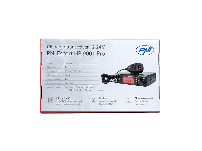 Радиостанция CB PNI Escort HP 9001 PRO ASQ, AM-FM, 12V/24V, 4W, Scan, Dual Watch, ANL - 5