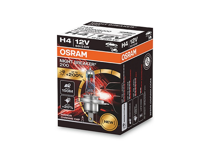 Крушка OSRAM 12V H4 60/55 W NIGHT BREAKER + 200% 1бр.