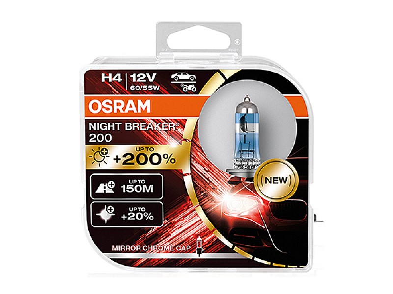 Крушки OSRAM 12V H4 60/55 W NIGHT BREAKER + 200% 2бр.