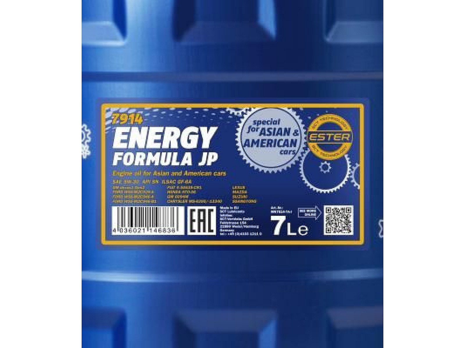 MANNOL Motoröl Energy Formula JP 5W-30 – 7 Liter (4L + 3x1L), API SN, Für Japanische & Koreanische Motoren