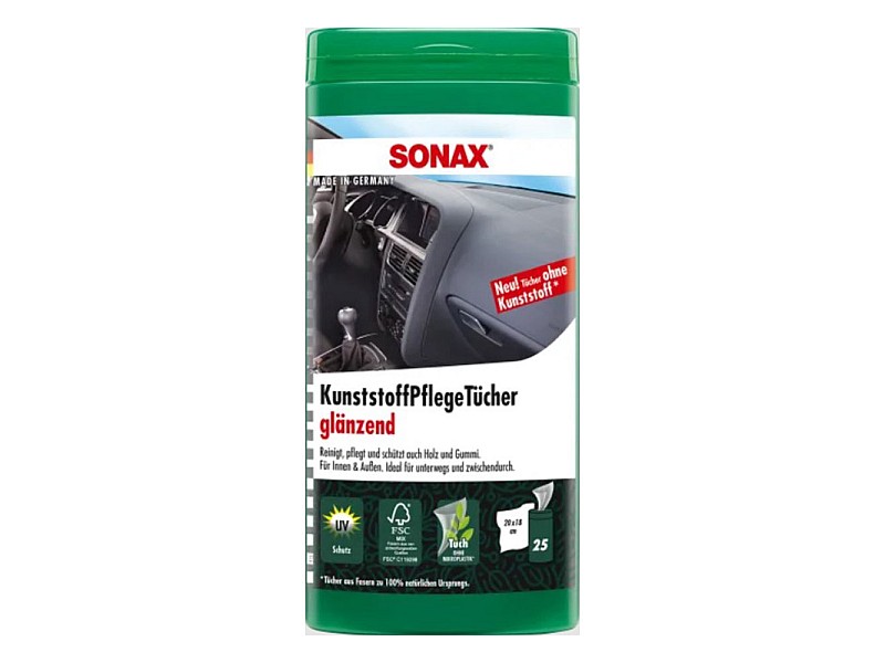 Кърпи за почистване на пластмаса SONAX PLASTIC CARE WIPES 25бр.