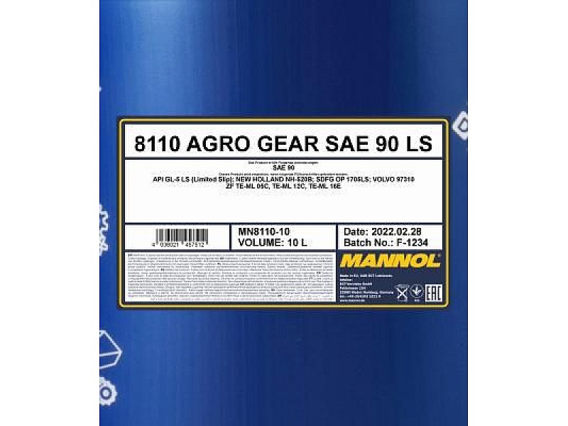Скоростно масло Mannol 8110 Agro Gear 90 LS 10L - 2