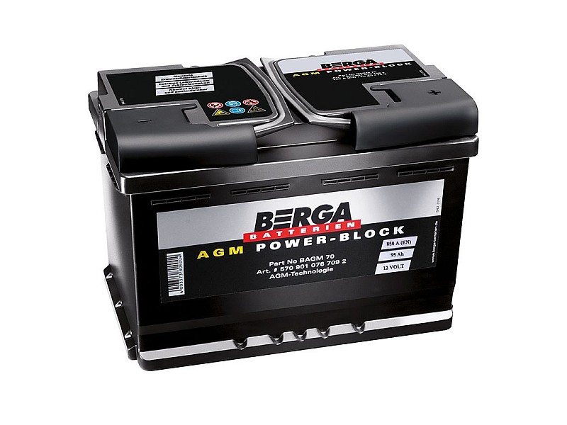 Акумулатор BERGA AGM POWER BLOCK 95AH 850A R+
