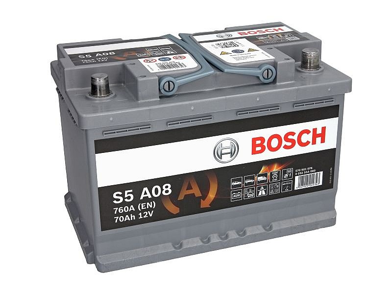 Bosch Car Battery S5A08 12V 70Ah 760A - AGM -Start.Stop