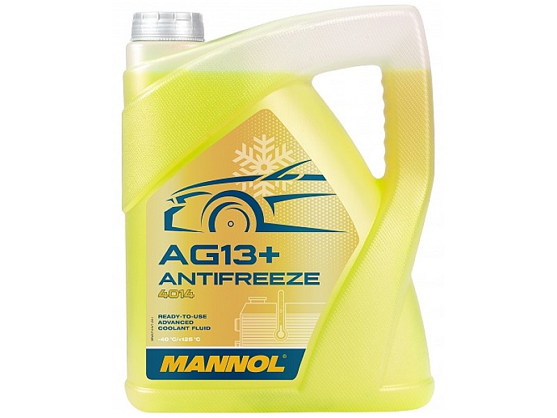 Жълт антифриз готов за употреба Mannol Antifreeze AG13+ (-40 °C) Advanced 4014 5 L