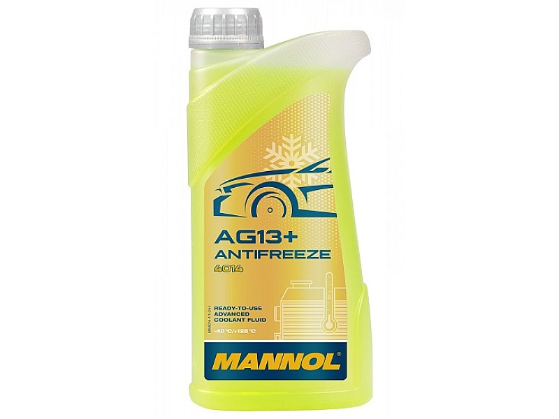 Жълт антифриз готов за употреба Mannol Antifreeze AG13+ (-40 °C) Advanced 4014 1 L