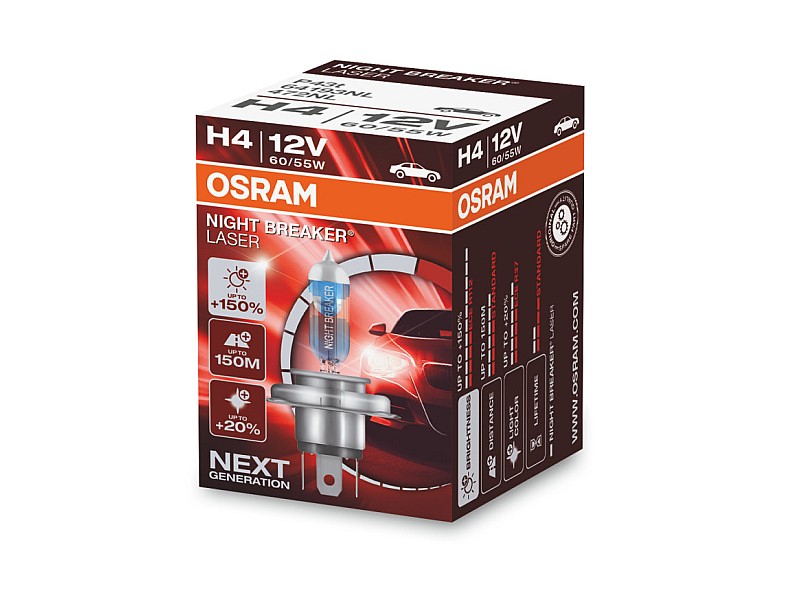 Крушка OSRAM 12V H4 60/55 W NIGHT BREAKER LASER +150% 1бр. кутия