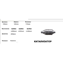 Катализатор за кола - керамичен L-310 -182 /2-ф50/ до 2000 куб. 