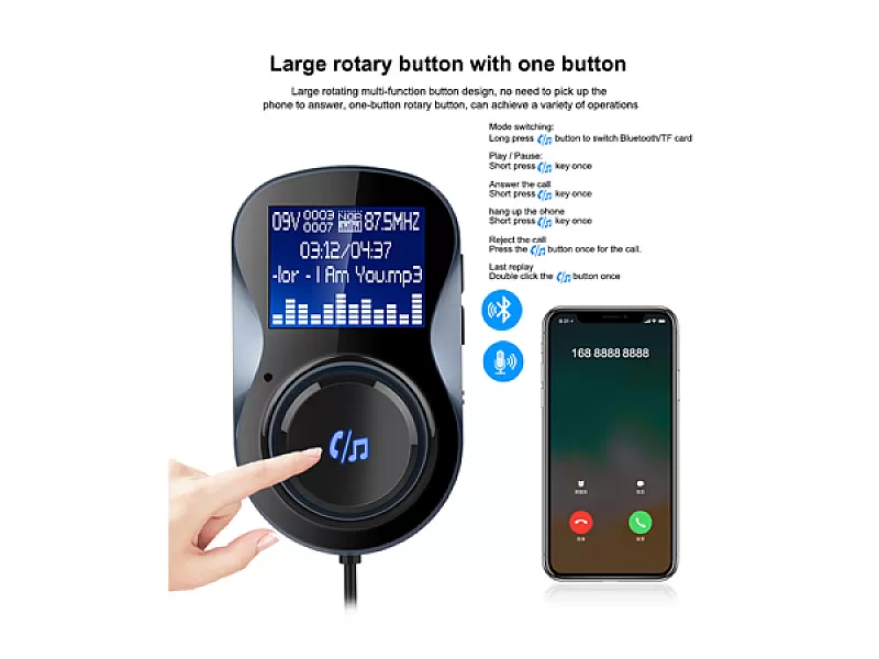 USB зарядно за автомобил с вградено радио Mega Drive 2.4 A USB FM 02787 - 11 USB зарядно за автомобил с вградено радио Mega Drive 2.4 A USB FM 02787 - 11
