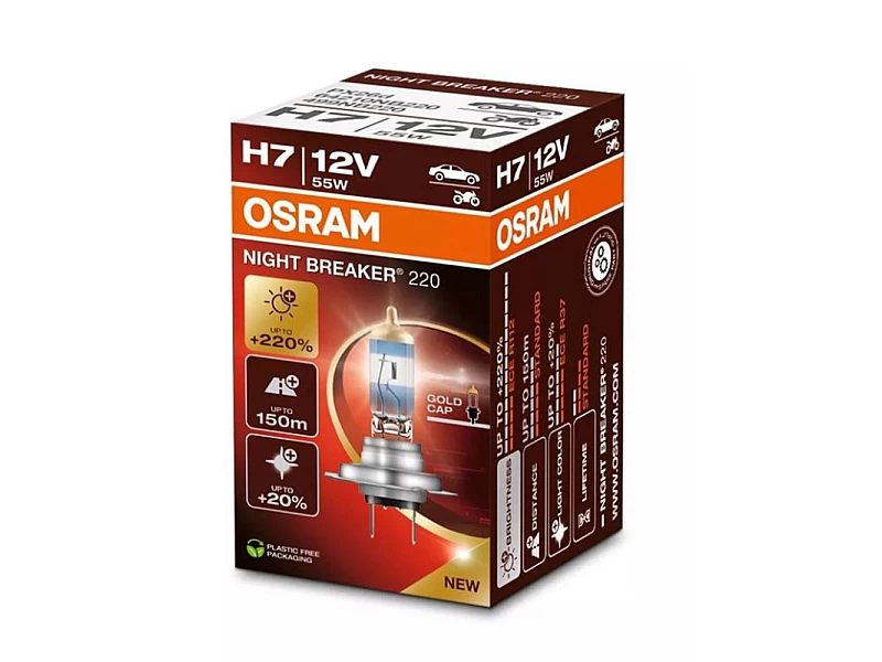 Крушка OSRAM H7 12V NIGHT BREAKER +220 1бр. 64210NB220 Крушка OSRAM H7 12V NIGHT BREAKER +220 1бр.