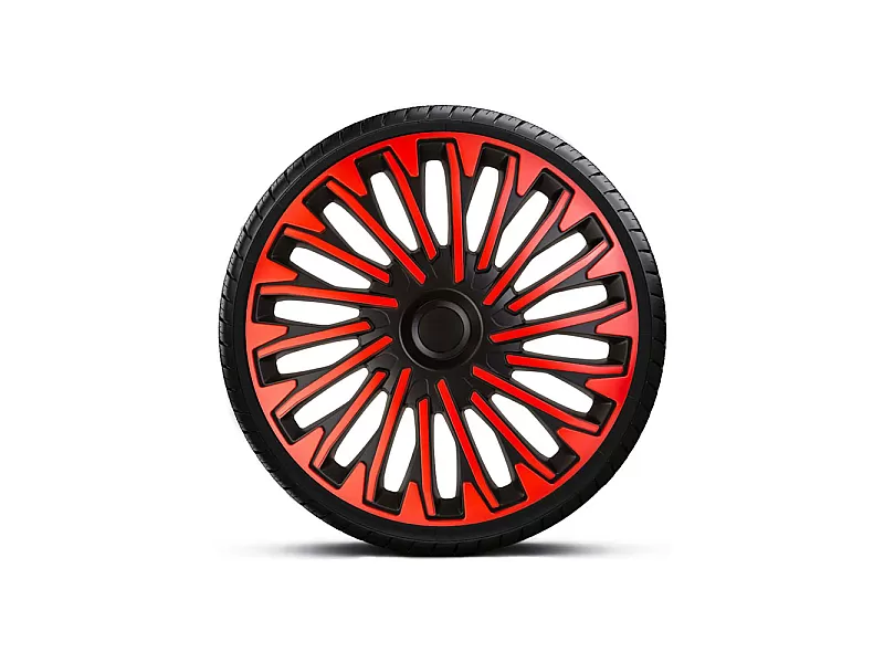 Тасове за джанти 15 MEGA DRIVE RED-BLACK CU INEL NEGRU SOHO Тасове за джанти 15 MEGA DRIVE RED-BLACK CU INEL NEGRU SOHO