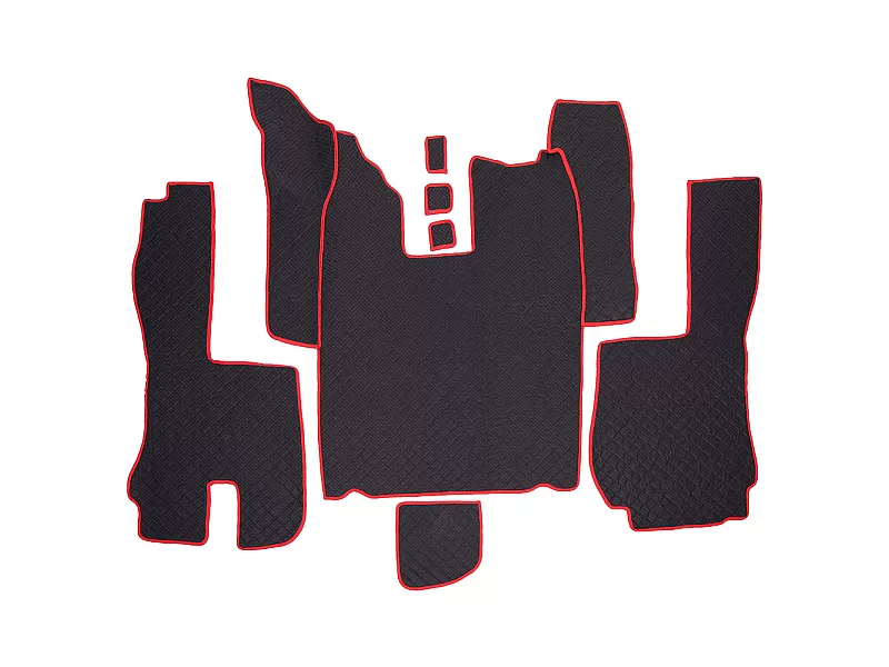 ECOLOGICAL LEATHER CAR MATS TRUCK UMBRELLA за SCANIA SERIA R 2006-2020 ECOLOGICAL LEATHER BLACK Кожени стелки за камион SCANIA SERIA R 2006-2020 ECOLOGICAL LEATHER BLACK