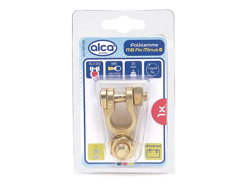 Клема за акумулатор ALCA M8 Fix Minus (-) - 2 Клема за акумулатор ALCA M8 Fix Minus (-) - 2