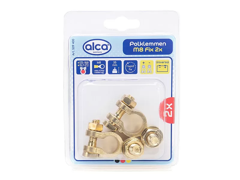 Клеми за акумулатор ALCA M8 Fix 2x (-) 2бр. Клеми за акумулатор ALCA M8 Fix 2x (-) 2бр.