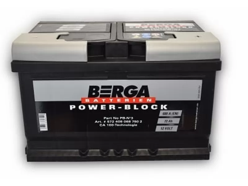 Акумулатор BERGA POWER BLOCK 72AH 680A R+ Акумулатор BERGA POWER BLOCK 72AH 680A R+