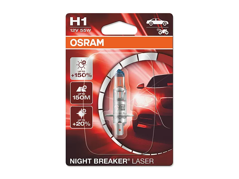 Крушка OSRAM 12V H1 55 W NIGHT BREAKER LASER +150% 1 бр. блистер 64150NL-01B Крушка OSRAM 12V H1 55 W NIGHT BREAKER LASER +150% 1 бр. блистер