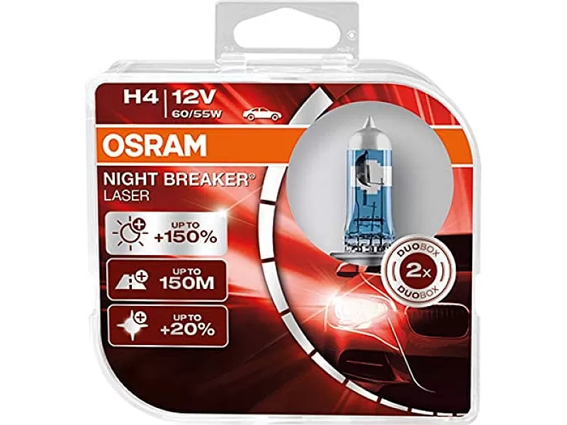 Крушки OSRAM 12V H4 60/55 W NIGHT BREAKER LASER +150% 2бр. 64193NL-HCB Крушки OSRAM 12V H4 60/55 W NIGHT BREAKER LASER +150% 2бр.