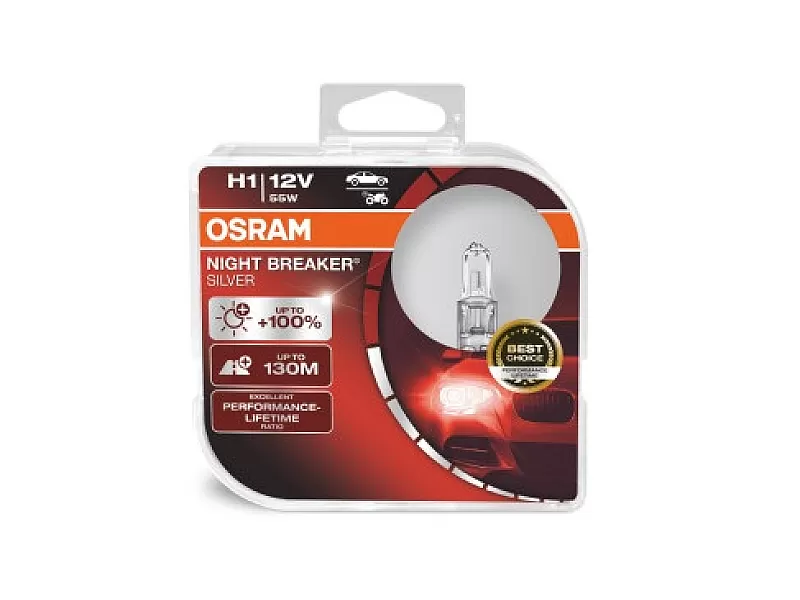 Крушки OSRAM NIGHT BREAKER SILVER +100% H1 2бр 64150NBS-HCB Крушки OSRAM NIGHT BREAKER SILVER +100% H1 2бр
