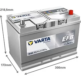 Акумулатор Varta Dynamic EFB ASIA 12V 85AH 800A N85 Д+ Акумулатор Varta Dynamic EFB ASIA 12V 85AH 800A N85 Д+