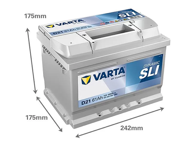 Акумулатор Varta Dynamic SLI 12V 61AH 600A D21 Д+ 561400060 Акумулатор Varta Dynamic SLI 12V 61AH 600A D21 Д+