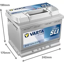 Акумулатор Varta Dynamic SLI 12V 63AH 600A D15 Д+