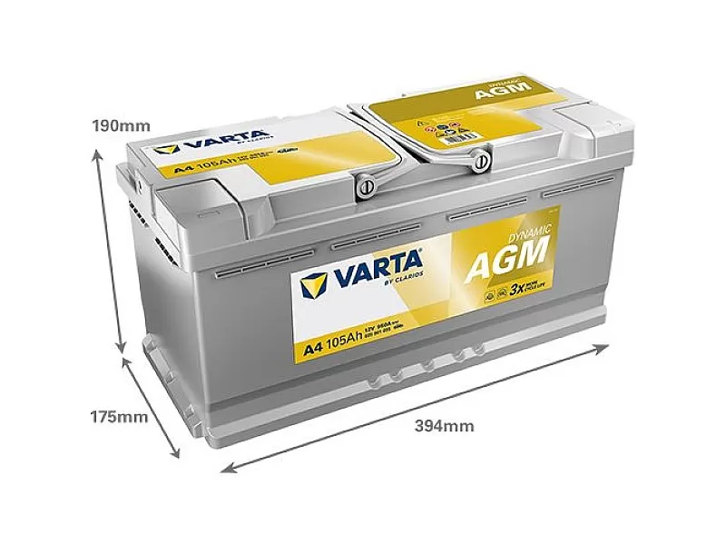 Акумулатор Varta Dynamic AGM 12V 105AH 820A H15 Д+ 605901095 Акумулатор Varta Dynamic AGM 12V 105AH 820A H15 Д+