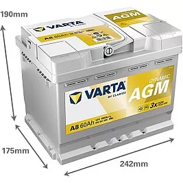 Акумулатор VARTA DYNAMIC AGM A8 60AH 680A R+