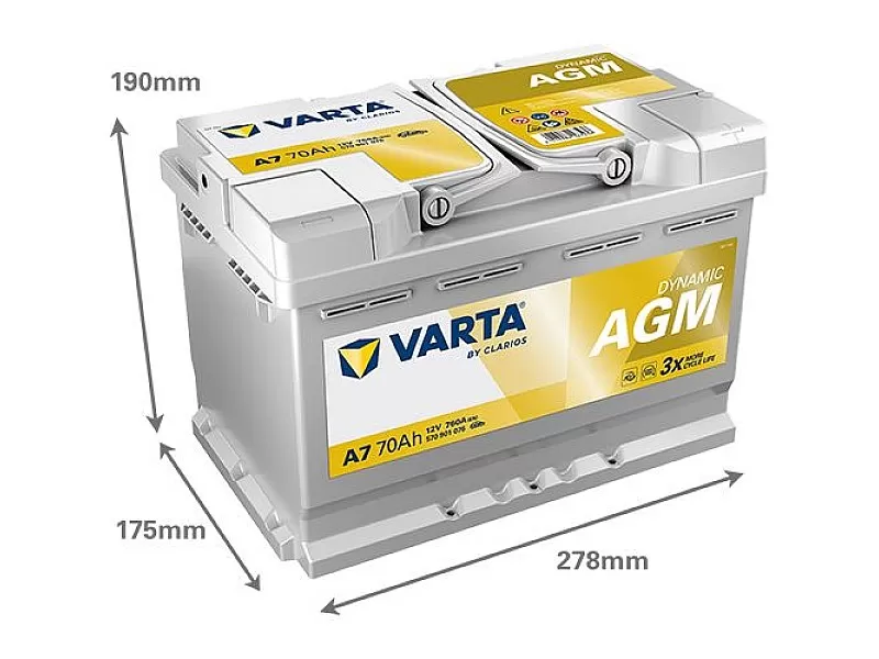 Акумулатор VARTA Dynamic AGM E39 70AH 760A R+ 570901076 Акумулатор VARTA Dynamic AGM E39 70AH 760A R+