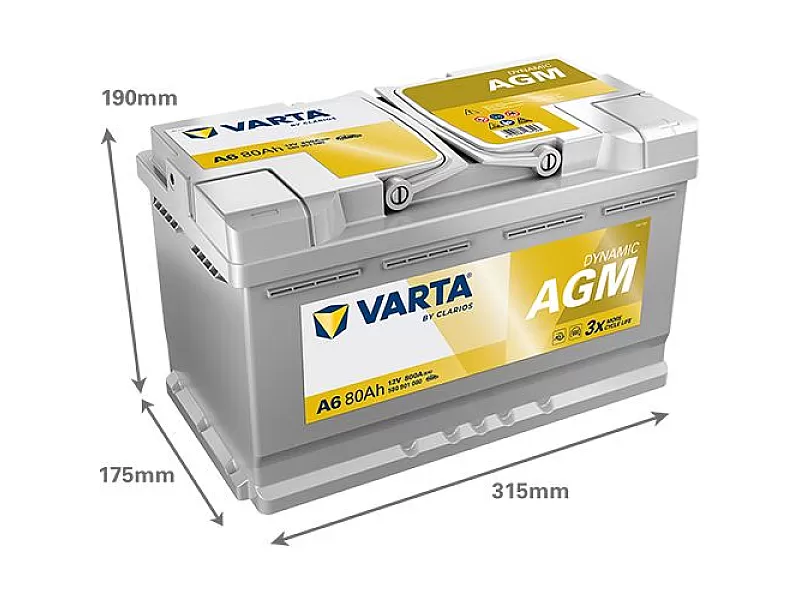 Акумулатор VARTA DYNAMIC AGM F21 80AH 800A R+