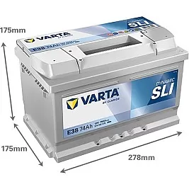 Акумулатор VARTA DYNAMIC SLI E38 74AH 750A R+